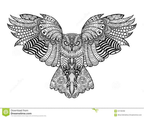 Eagle Owl Adult Antistress Coloring Page Stock Vector