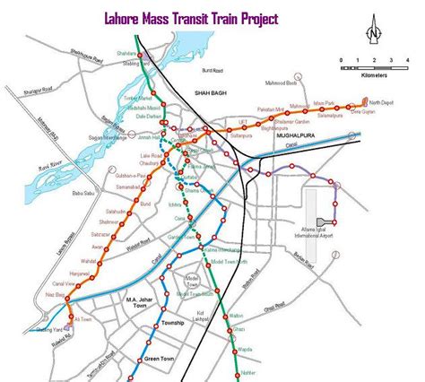 Lahore Orange Line Metro Train Route Map 2014 Picture With Areas Stops