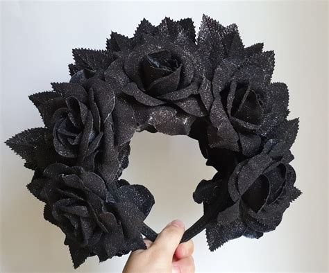 One Off Bespoke Handmade Gothic All Black Glitter Roses Ladies Etsy