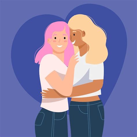 Premium Vector Pretty Lesbian Couple Illustrated