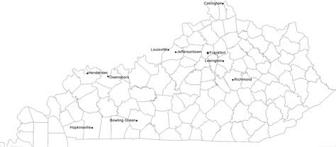 Map Of Kentucky Cities With City Names Free Download