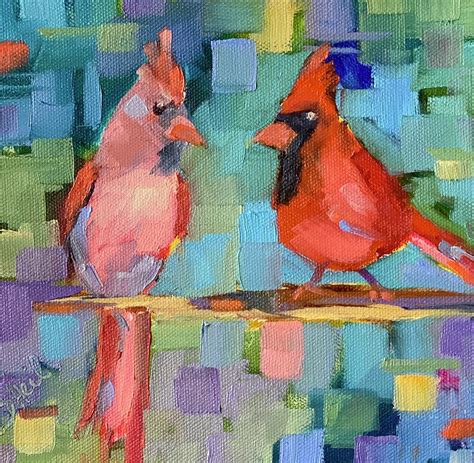 Cardinal Couple Painting By Donna Heil Fine Art America