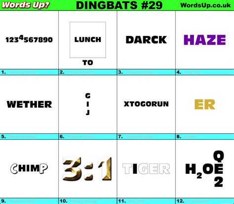 Dingbats Quiz 29 Find The Answers To Over 730 Dingbats Words Up Games