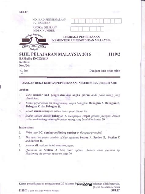 Tenaga pengajar at kementerian pendidikan pelajaran malaysia. Kertas Sebenar SPM 2016 Bahasa Inggeris 1119/2 | Eating ...