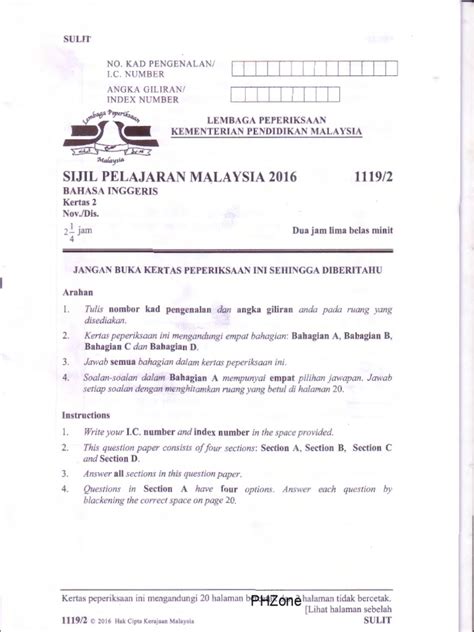 The latest assessment format for the spm english language paper paper 1 (1119/1) : Kertas Sebenar SPM 2016 Bahasa Inggeris 1119/2 | Eating ...