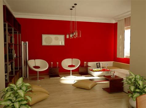 penggunaan warna merah  ruang tamu minimalis rancangan desain rumah