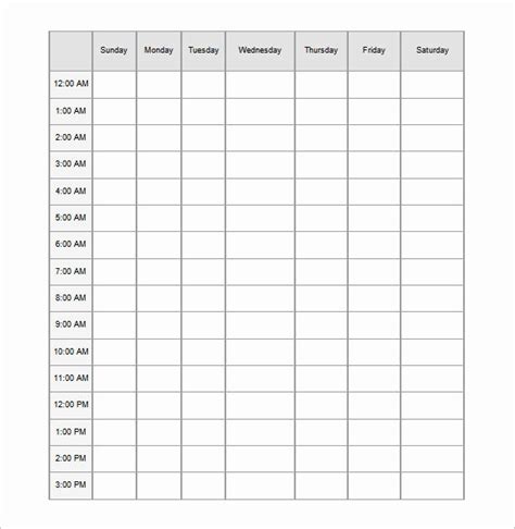 30 24 7 Schedule Template Example Document Template