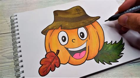 Desen De Toamna 🎃 Cum Desenez Si Colorez Un Dovleac De Halloween Cute 🎃
