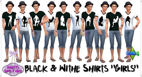 Annetts Sims 4 Welt Black And White Shirts Girls For Men
