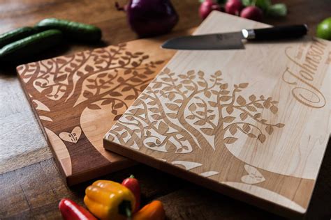 Oak Tree Cutting Board Personalized Engraved Wood Cutting Board