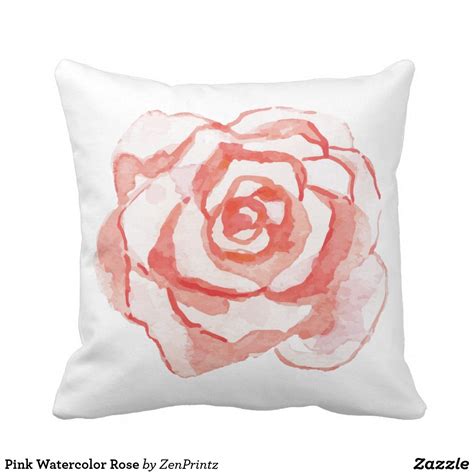 Pink Watercolor Rose Throw Pillow Custom Throw Pillow Custom Pillows