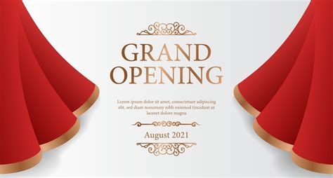 Elegant Luxury Grand Opening Poster Banner With Red Silk Curtain Wave