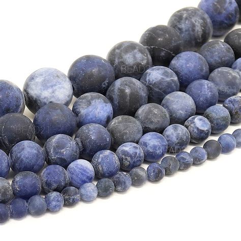 Matte Dark Blue Sodalite Beads Blue Natural Gemstone Round Etsy