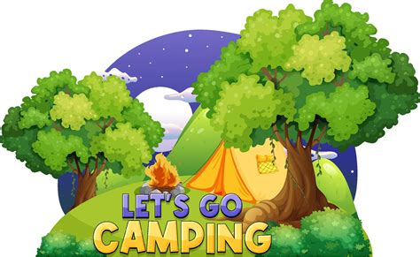 Camping Tent With Lets Go Camping Text 12723392 Vector Art At Vecteezy