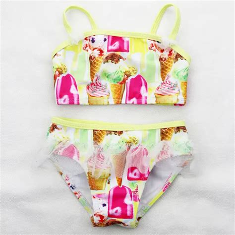 Girls Printed Ice Cream Swimsuit Girls Bikini Girls Swimming Bathing