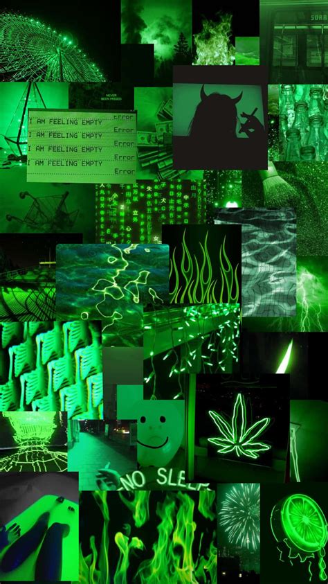 Download Neon Lime Green Aesthetic Collage Wallpaper