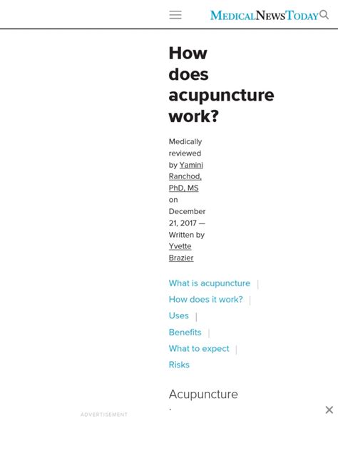 Acupuncture How It Works Uses Benefits And Risks Pdf