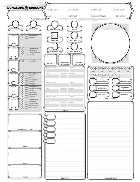 Printable Dandd 5e Character Sheet