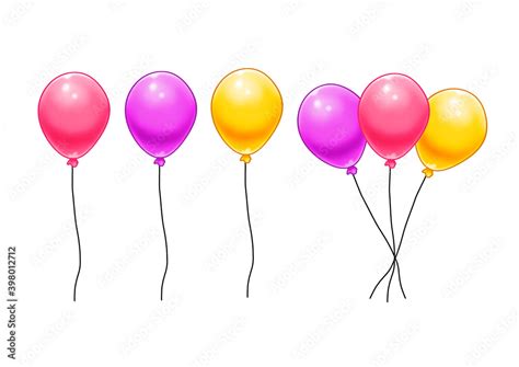 Colorful Fancy Helium Balloons Isolate Jpeg With Clipping Paths Stock