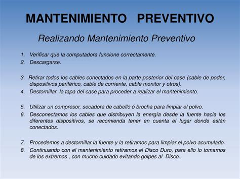 Ppt Mantenimiento Preventivo Powerpoint Presentation Free Download