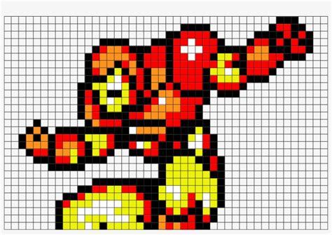 Minecraft Iron Man Pixel Art Grid