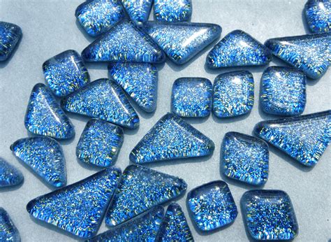Blue And Gold Glitter Puzzle Tiles 100 Grams
