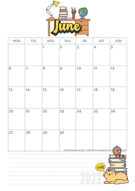 June 2022 School Calendar Freeprintable Cute Freebies For You