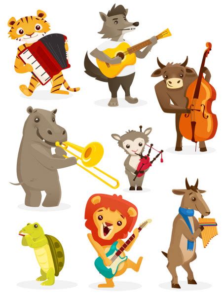 ᐈ Animals Playing Instruments Stock Cliparts Royalty Free Animal