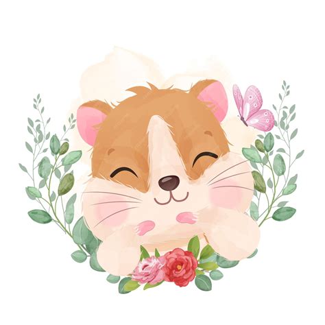 Premium Vector Cute Little Hamster In Watercolor Illustration