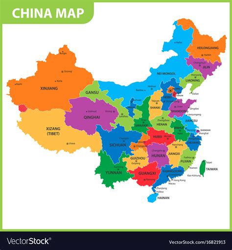 Detailed Map Of The China With Regions Royalty Free Vector
