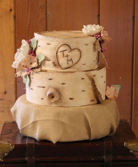 Birch Bark Wedding Cake Decorated Cake By Teresa Frye Cakesdecor