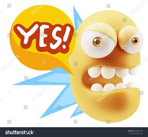 3d Rendering Angry Character Emoji Saying Stock Illustration 480869350