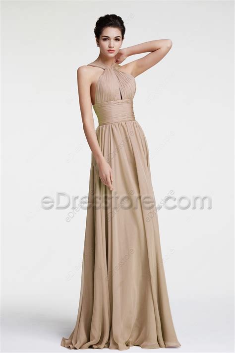 Halter Neck Nude Bridesmaid Dresses EDresstore