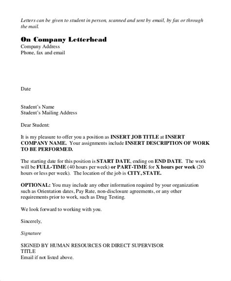 Job Offer Letter Email Template