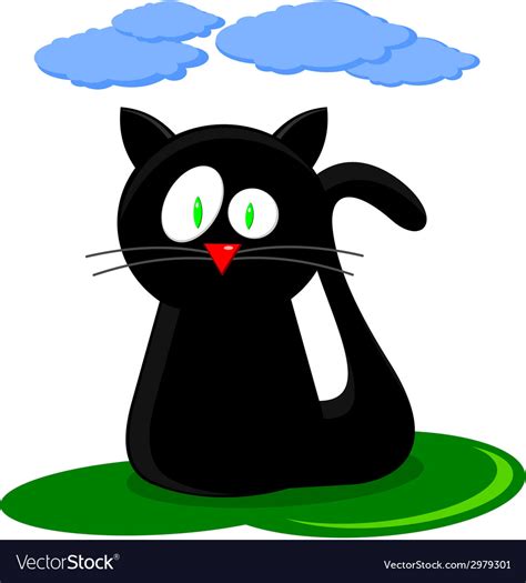 Cute Black Cat Cartoon Royalty Free Vector Image
