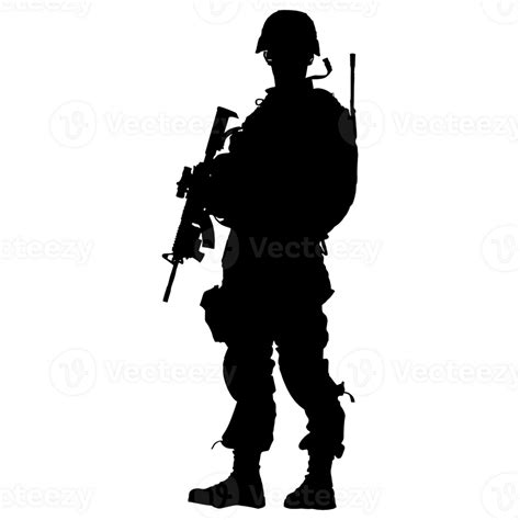 Ai Generated Silhouette Army Man Soldier Full Body Black Color 36464393 Png