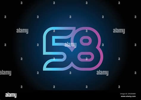 Pink Line 58 Number Logo Icon Design Creative Template For Company And