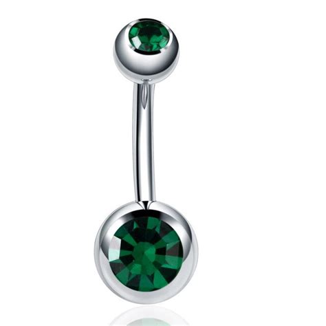 1pcssteel Double Gem Gauged Belly Button Piercing Navel For Rings