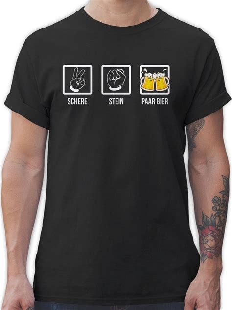 Shirtracer T Shirt Schere Stein Paar Bier Lustiges Saufen Bierliebhaber Betrinken Hopfe