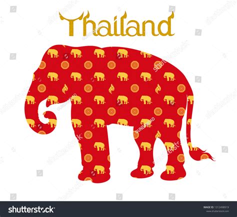 Thai Elephant Drawingtraditional Style Thailandpattern Elephant Stock