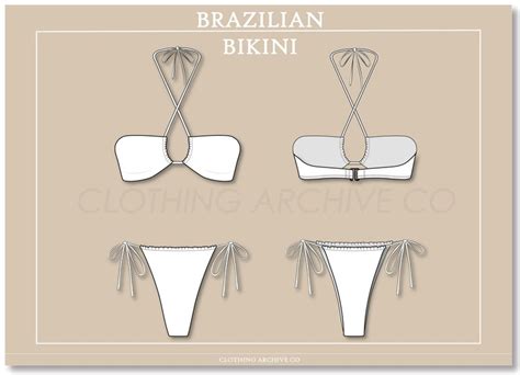 Brazilian Bikini Sketch Swimwear Vector Flat Fashion Cad Etsy