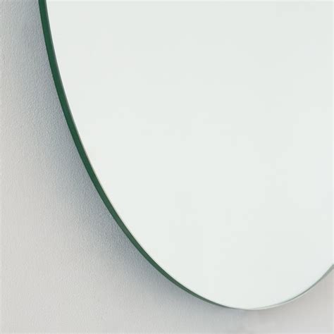Orbis Blue Tinted Round Contemporary Frameless Mirror Regular For