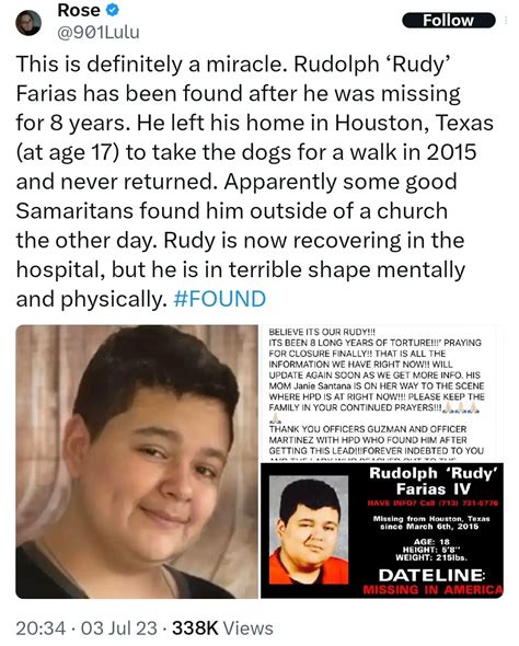 Rudy Farias Found Alive After Years What Happened