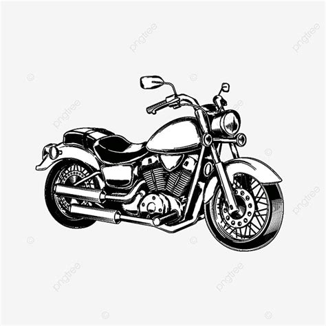 Chopper Motorcycle Vector Art Png Hand Drawn Vintage Motorcycle