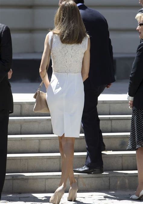 Queen Letizia Candid Spain White Dress Royal Dresses Fashion