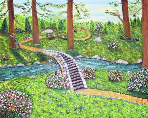 The Bridge Pathway Painting By Claude Greene Fine Art America