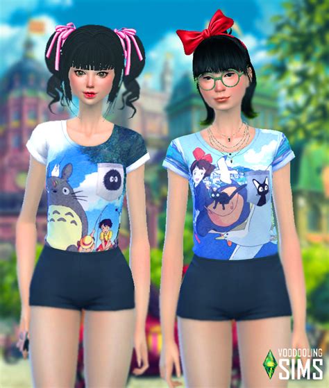 Sims 4 Cc Ghibli Pocket Shirts Download Here Voodoolings Sims