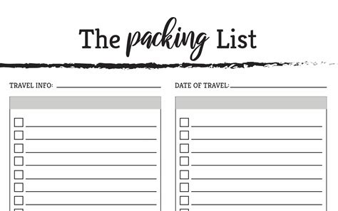 Fill In The Blank Printable Travel Packing List Checkboxes And Ready
