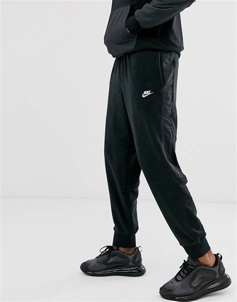 Nike Winter Cuffed Sweatpants With Nylon Panels In Black Modesens