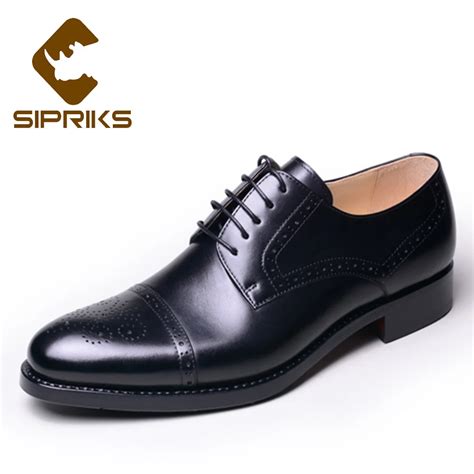 Sipriks Luxury Imported Italian Black Calf Leather Brogue Shoes